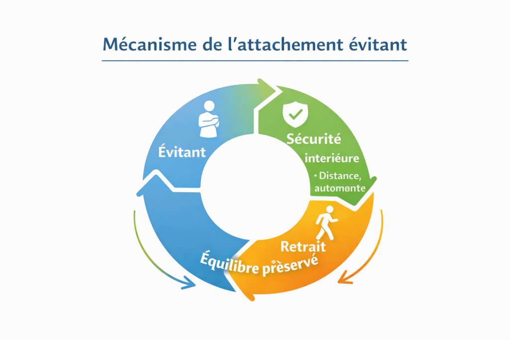 schéma des mécanismes de l'attachement évitant